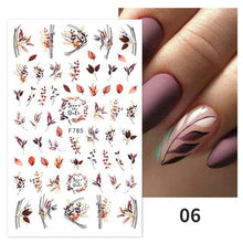 将图片加载到图库查看器，Maple Leaves 3D Nail Stickers Fall Leaf Flowers Line Sliders For Nails Self Adhesive Stickers Autumn Manicuring Decals Transfer Nail Decals Sticker For Pretty Girl Self-Adhesive Nail Decals Designer Nail Stickers for Acrylic
