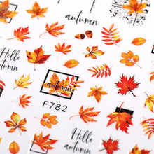 将图片加载到图库查看器，Maple Leaves 3D Nail Stickers Fall Leaf Flowers Line Sliders For Nails Self Adhesive Stickers Autumn Manicuring Decals Transfer Nail Decals Sticker For Pretty Girl Self-Adhesive Nail Decals Designer Nail Stickers for Acrylic
