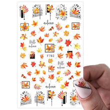 将图片加载到图库查看器，Maple Leaves 3D Nail Stickers Fall Leaf Flowers Line Sliders For Nails Self Adhesive Stickers Autumn Manicuring Decals Transfer Nail Decals Sticker For Pretty Girl Self-Adhesive Nail Decals Designer Nail Stickers for Acrylic
