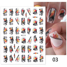 将图片加载到图库查看器，Maple Leaves 3D Nail Stickers Fall Leaf Flowers Line Sliders For Nails Self Adhesive Stickers Autumn Manicuring Decals Transfer Nail Decals Sticker For Pretty Girl Self-Adhesive Nail Decals Designer Nail Stickers for Acrylic
