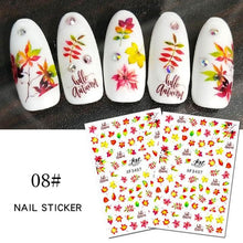将图片加载到图库查看器，Maple Leaves 3D Nail Stickers Fall Leaf Flowers Line Sliders For Nails Self Adhesive Stickers Autumn Manicuring Decals Transfer Nail Decals Sticker For Pretty Girl Self-Adhesive Nail Decals Designer Nail Stickers for Acrylic
