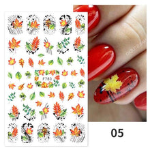 将图片加载到图库查看器，Maple Leaves 3D Nail Stickers Fall Leaf Flowers Line Sliders For Nails Self Adhesive Stickers Autumn Manicuring Decals Transfer Nail Decals Sticker For Pretty Girl Self-Adhesive Nail Decals Designer Nail Stickers for Acrylic
