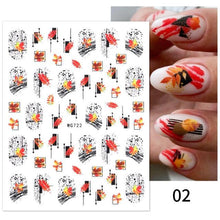 将图片加载到图库查看器，Maple Leaves 3D Nail Stickers Fall Leaf Flowers Line Sliders For Nails Self Adhesive Stickers Autumn Manicuring Decals Transfer Nail Decals Sticker For Pretty Girl Self-Adhesive Nail Decals Designer Nail Stickers for Acrylic
