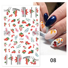 将图片加载到图库查看器，Maple Leaves 3D Nail Stickers Fall Leaf Flowers Line Sliders For Nails Self Adhesive Stickers Autumn Manicuring Decals Transfer Nail Decals Sticker For Pretty Girl Self-Adhesive Nail Decals Designer Nail Stickers for Acrylic
