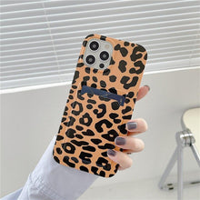 Load image into Gallery viewer, Marble Card Holder Flower Leopard Print Phone Case For iPhone 11 12 13 Pro Max Wallet Soft Silicone Cover Silicone Grey White Shiny Slim Soft Scratch Resistant Case
