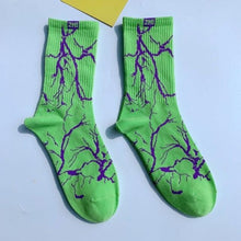 将图片加载到图库查看器，Marble Print Style Harajuku Skateboard Long Socks Creative Fun Lightning Hip Hop Style Socks Streetwear Casual Cotton Socks Unisex Street Couple Socks For Men And Women
