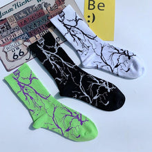 将图片加载到图库查看器，Marble Print Style Harajuku Skateboard Long Socks Creative Fun Lightning Hip Hop Style Socks Streetwear Casual Cotton Socks Unisex Street Couple Socks For Men And Women
