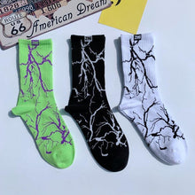 将图片加载到图库查看器，Marble Print Style Harajuku Skateboard Long Socks Creative Fun Lightning Hip Hop Style Socks Streetwear Casual Cotton Socks Unisex Street Couple Socks For Men And Women
