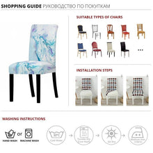 Load image into Gallery viewer, Marble Stretch Chair Cover For Dining Room Anti-Dirty Elastic Seat Cover Removable Slipcover For Banquet Wedding Party Glitter Crackle Chair Covers for Dining Room/Kitchen/Hotel/Ceremony, White Marble Soft Stretch Chair Protectors Removable Washable Slipc
