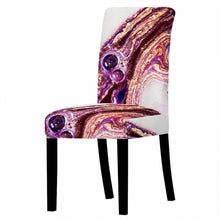 Load image into Gallery viewer, Marble Stretch Chair Cover For Dining Room Anti-Dirty Elastic Seat Cover Removable Slipcover For Banquet Wedding Party Glitter Crackle Chair Covers for Dining Room/Kitchen/Hotel/Ceremony, White Marble Soft Stretch Chair Protectors Removable Washable Slipc
