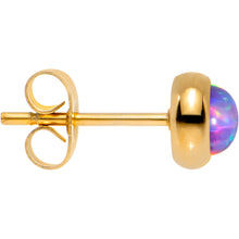 Load image into Gallery viewer, Purple Synthetic Opal Gold IP 316L Surgical Steel Stud Earrings
