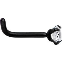 Load image into Gallery viewer, 18G 1/4 Clear 3mm CZ Gem Black IP L-Shape Nose Ring
