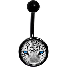 将图片加载到图库查看器，Black White Leopard Eyes Black Belly Ring
