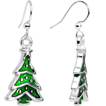 Load image into Gallery viewer, Silver Plated Classic Christmas Tree Fishhook Earrings
