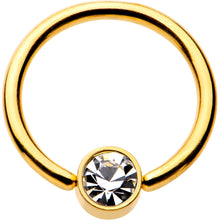 将图片加载到图库查看器，16G 3/8 Clear Gem 4mm Disc Gold IP BCR Captive Ring
