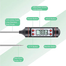将图片加载到图库查看器，Meat Thermometer Digital Cooking Food Digital Candy Cooking Thermometer Kitchen Cooking Thermometer Instant Read for BBQ Grill Oil Milk Bath Water Deep Fry Kitchen BBQ Probe Water Milk Oil Liquid Oven Digital Temperature Sensor Meter Thermocouple
