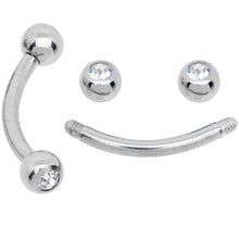 Load image into Gallery viewer, 16G 5/16 CZ Gem Internally Threaded Curved Eyebrow Ring Pack Set of 8
