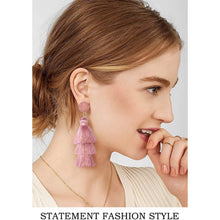 Load image into Gallery viewer, Me&amp;Hz Colorful Layered Tassel Earrings
