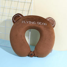 将图片加载到图库查看器，Memory Foam U-Shaped Pillow Slow Rebound Neck Pillow Nap Airplane Pillow Travel Cartoon Memory U-Shaped Headrest Long Trip Memory Foam Pillow with Snap U-Shaped Airplane Car Flight Head Neck Support Pillow with Washable Cover
