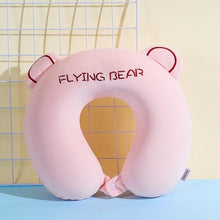 将图片加载到图库查看器，Memory Foam U-Shaped Pillow Slow Rebound Neck Pillow Nap Airplane Pillow Travel Cartoon Memory U-Shaped Headrest Long Trip Memory Foam Pillow with Snap U-Shaped Airplane Car Flight Head Neck Support Pillow with Washable Cover
