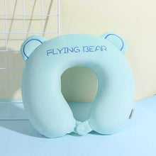 将图片加载到图库查看器，Memory Foam U-Shaped Pillow Slow Rebound Neck Pillow Nap Airplane Pillow Travel Cartoon Memory U-Shaped Headrest Long Trip Memory Foam Pillow with Snap U-Shaped Airplane Car Flight Head Neck Support Pillow with Washable Cover
