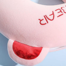 将图片加载到图库查看器，Memory Foam U-Shaped Pillow Slow Rebound Neck Pillow Nap Airplane Pillow Travel Cartoon Memory U-Shaped Headrest Long Trip Memory Foam Pillow with Snap U-Shaped Airplane Car Flight Head Neck Support Pillow with Washable Cover
