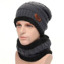 Load image into Gallery viewer, Men And Women Knitted Winter Scarf &amp; Hat Fleece Lined Bonnet Beanies
