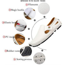 Load image into Gallery viewer, Men Casual Shoes Slip on Hollow Leather Men Shoes
