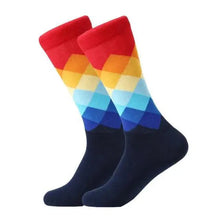 Load image into Gallery viewer, Men Cotton Socks Gradient Color Summer Style Long Wedding Sock Men  Knee High Business Socks Man Socks Men's Ladies Novelty Bright Colorful Patterned Cotton Socks
