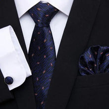 Load image into Gallery viewer, Men Elegant Red Silk Tie Classic Necktie Cufflinks Set Business Necktie With Handkerchief Perfect Match With Wedding Suit
