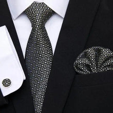 Load image into Gallery viewer, Men Elegant Red Silk Tie Classic Necktie Cufflinks Set Business Necktie With Handkerchief Perfect Match With Wedding Suit
