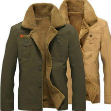 将图片加载到图库查看器，Men Fur Collar Army Tactical Jacket
