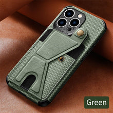 Load image into Gallery viewer, Men Green Wallet Flip Card Holder Phone Case For Iphone 13 12 Mini 14 11 Pro Xs Max Xr X Luxurious Leather Cover Mobile Phone Case With Card Compartment And Kickstand Elegant Iphone Magnetic Case
