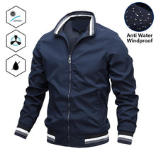将图片加载到图库查看器，Men Lightweight Fashion Jacket Men New Casual Windbreaker Jacket Coats Windbreaker Jackets For Men Spring Autumn Casual Outdoor Waterproof Elegant Blue Slim Jackets
