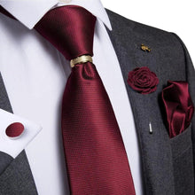 Load image into Gallery viewer, Men Luxury Red Silk Necktie Matching Cufflinks Set For Men Bridegroom Wedding Business Necktie Elegant Design Ideal Gift For Men
