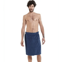 Load image into Gallery viewer, Men Plush Fleece Wrap Spa Gym Bath Wrap Solid Color Classy Design Bathrobes With Pocket Trendy Men's Bath Wrap
