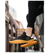 将图片加载到图库查看器，Men's Black Sneakers Mesh Breathable Shoes Male Fashion Black Athletic Footwear Flat Casual Walking Shoes Breathable Casual Shoes Couple Fashion Lace Up Mens Sneakers

