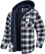 将图片加载到图库查看器，Men's Modern Warm Jacket With Removable Hood Winter Coats Men's Hooded Jackets Fashionable Autumn Jackets Winter Warm Coat Thick Hoodie Long Sleeve Outdoor Plaid Shirt Jackets
