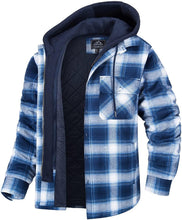 将图片加载到图库查看器，Men's Modern Warm Jacket With Removable Hood Winter Coats Men's Hooded Jackets Fashionable Autumn Jackets Winter Warm Coat Thick Hoodie Long Sleeve Outdoor Plaid Shirt Jackets
