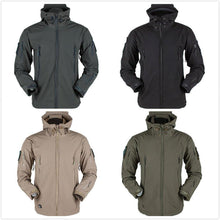 将图片加载到图库查看器，Men's Outdoor Soft Fleece Jacket Men's And Women's Jacket Unique Jackets For Men Windproof  Waterproof Breathable Jacket Thermal Hooded Tactical Jacket Outdoor Camouflage Fleece Hooded Coat
