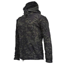 将图片加载到图库查看器，Men's Outdoor Soft Fleece Jacket Men's And Women's Jacket Unique Jackets For Men Windproof  Waterproof Breathable Jacket Thermal Hooded Tactical Jacket Outdoor Camouflage Fleece Hooded Coat

