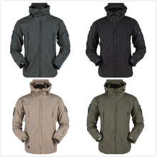 将图片加载到图库查看器，Men's Outdoor Soft Fleece Jacket Men's And Women's Jacket Unique Jackets For Men Windproof  Waterproof Breathable Jacket Thermal Hooded Tactical Jacket Outdoor Camouflage Fleece Hooded Coat
