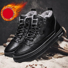 将图片加载到图库查看器，Men's Winter Cotton Shoes High-Top Fashion Casual Trend Boots Flat Shoes Winter Snow Boots Warm Ankle Booties Outdoor Work Shoes For Cold Weather Soft Comfortable Walking Brown Shoes
