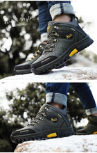 将图片加载到图库查看器，Men's Winter Snow Boots Waterproof Leather Sports Super Warm Men's Boots Outdoor Hiking Boots Work Travel Shoes Trail Climbing Shoes Lace Up Anti-Slip Waterproof Working Outdoor Boots
