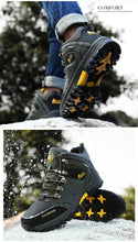 将图片加载到图库查看器，Men's Winter Snow Boots Waterproof Leather Sports Super Warm Men's Boots Outdoor Hiking Boots Work Travel Shoes Trail Climbing Shoes Lace Up Anti-Slip Waterproof Working Outdoor Boots
