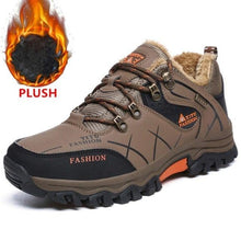 将图片加载到图库查看器，Men's Winter Snow Boots Waterproof Leather Sports Super Warm Men's Boots Outdoor Hiking Boots Work Travel Shoes Trail Climbing Shoes Lace Up Anti-Slip Waterproof Working Outdoor Boots
