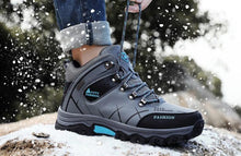 将图片加载到图库查看器，Men's Winter Snow Boots Waterproof Leather Sports Super Warm Men's Boots Outdoor Hiking Boots Work Travel Shoes Trail Climbing Shoes Lace Up Anti-Slip Waterproof Working Outdoor Boots
