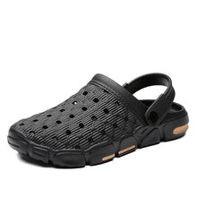 将图片加载到图库查看器，Men Sandals Summer Hole Shoes Rubber Tasteless Plastic Unisex Garden Shoes Black Beach Flat Men Sandals Non Slip Water Shoes Lightweight Home Slip On Walking Casual Holiday Shoes
