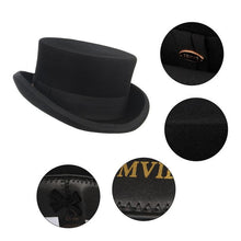 将图片加载到图库查看器，Men Simple Classic Wool Hat For Men/Women New Pork Pie Hat Men's Porkpie Breathable Hats Flat Top Men's Fedora Hat Party Costume Fedoras Black Hats
