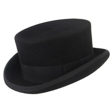 将图片加载到图库查看器，Men Simple Classic Wool Hat For Men/Women New Pork Pie Hat Men's Porkpie Breathable Hats Flat Top Men's Fedora Hat Party Costume Fedoras Black Hats
